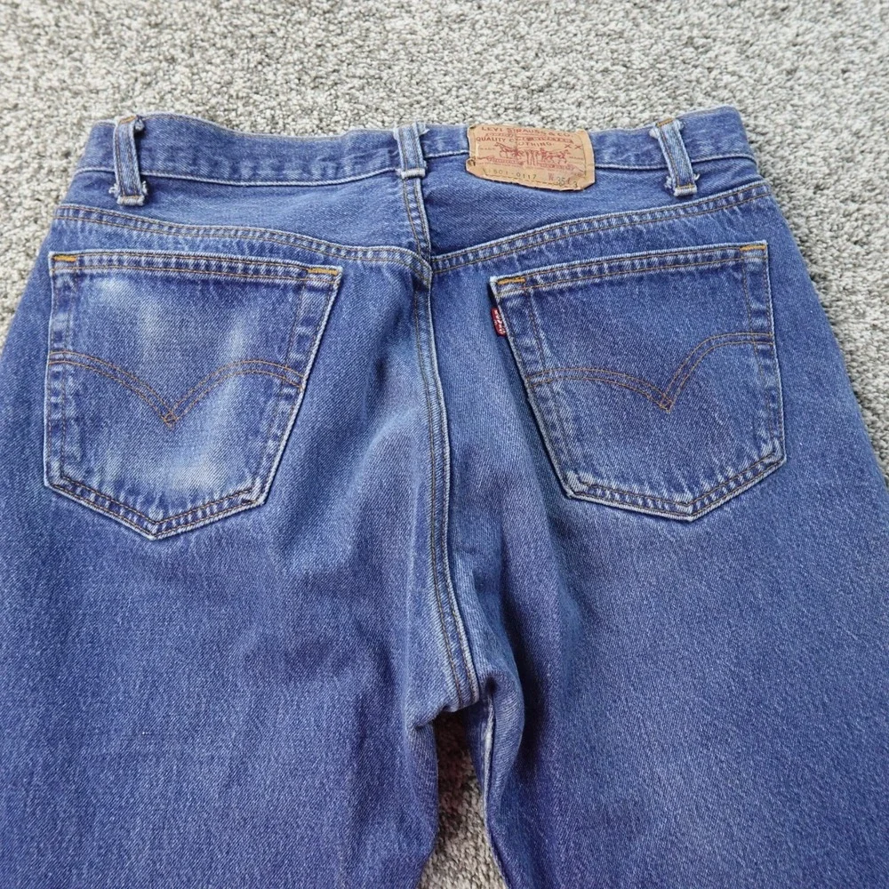 VTG Levis Jeans Mens 32X35 Dark Blue Denim Pants 501 Button Fly USA Fade 70s 80s